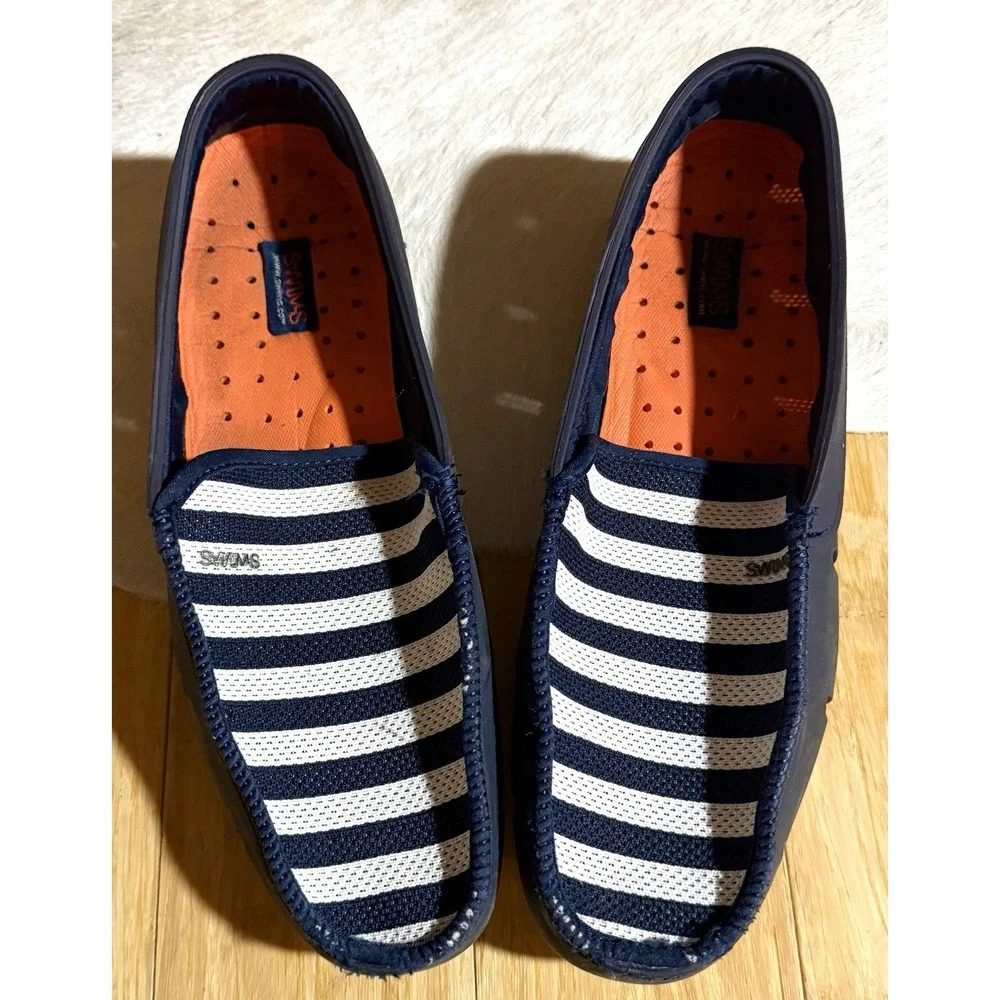 Swims Striped Venetian Loafers Boat Shoe Water Moccasin Men's SlipOn Size 9 Navy
